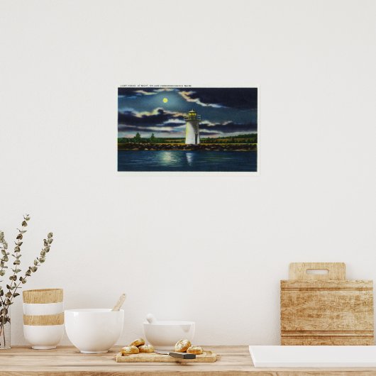 Uitzicht van de vuurtoren van de Cobbosseeconte bi Poster (Keuken)