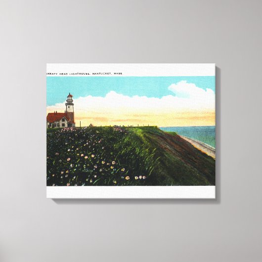 Uitzicht van de vuurtoren van de Sankaty Head Canvas Afdruk (Voorkant)