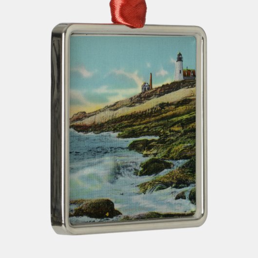 Uitzicht van de vuurtoren van Pemaquid Metalen Ornament (Rechts)