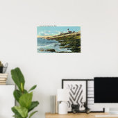 Uitzicht van de vuurtoren van Pemaquid Poster (Thuiskantoor)