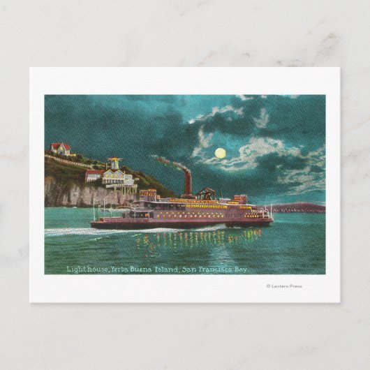 Uitzicht van de vuurtoren van Yerba Buena bij nach Briefkaart (Voorkant)
