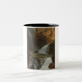 Uitzicht van de watervallen in Tivoli (door Bidaul Tweekleurige Koffiemok