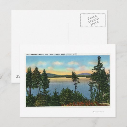 Uitzicht van de Wawbeek Club van Upper Saranac Lak Briefkaart (Voorkant / Achterkant)