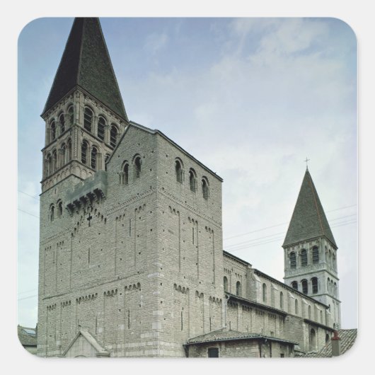 Uitzicht van de westelijke façade, 10e-11e eeuw vierkante sticker (Voorkant)