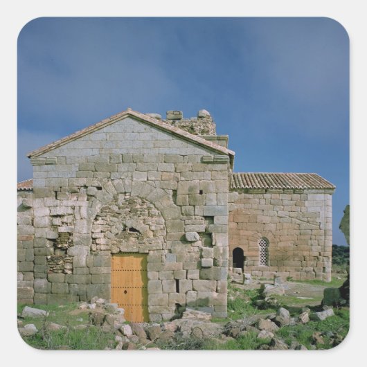 Uitzicht van de westfaçade, gebouwd c.862-930 vierkante sticker (Voorkant)