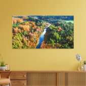 Uitzicht van de windrivier de Sunny Autumn Forest Canvas Afdruk (Insitu (Woonkamer))