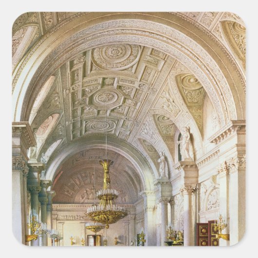 Uitzicht van de Witte Hall in het winterpaleis Vierkante Sticker (Voorkant)