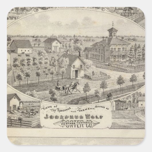 Uitzicht van de woonplaats Josephus Wolf Vierkante Sticker (Voorkant)