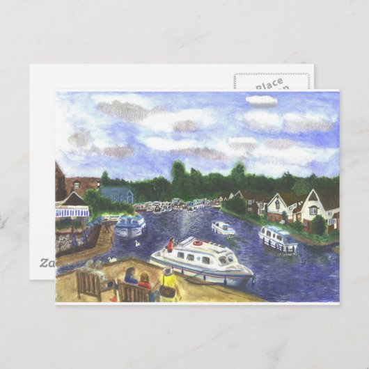 Uitzicht van de Wroxham Bridge Norfolk Broads Briefkaart (Voorkant / Achterkant)