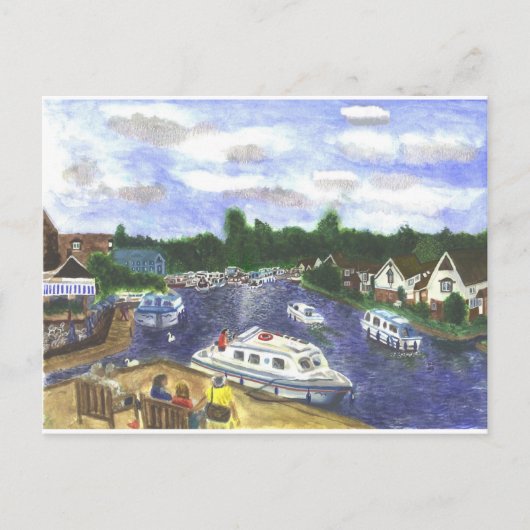 Uitzicht van de Wroxham Bridge Norfolk Broads Briefkaart (Voorkant)