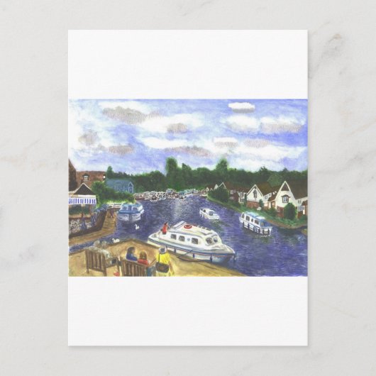 Uitzicht van de Wroxham Bridge Norfolk Broads Briefkaart (Voorkant)
