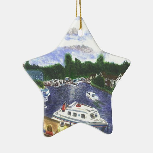 Uitzicht van de Wroxham Bridge Norfolk Broads Keramisch Ornament (Rechts)