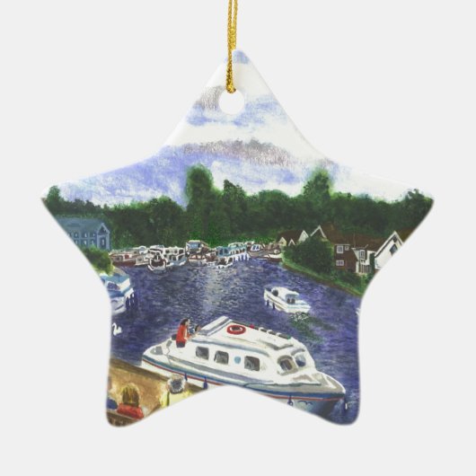 Uitzicht van de Wroxham Bridge Norfolk Broads Keramisch Ornament (Voorkant)