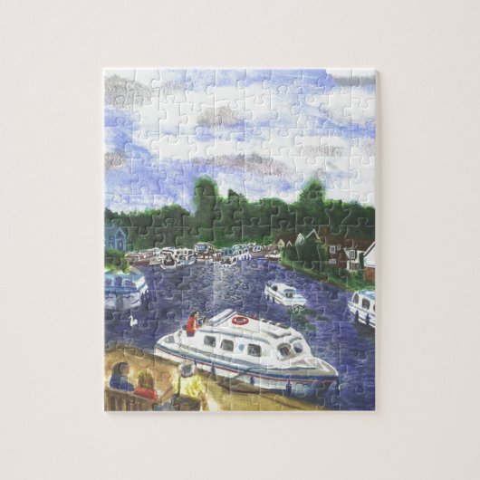 Uitzicht van de Wroxham Bridge Norfolk Broads Legpuzzel (Verticaal)
