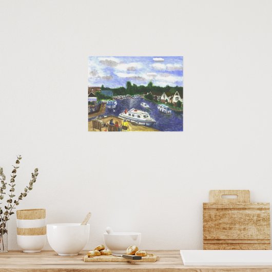 Uitzicht van de Wroxham Bridge Norfolk Broads Poster (Keuken)