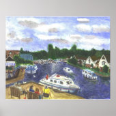 Uitzicht van de Wroxham Bridge Norfolk Broads Poster (Voorkant)