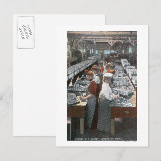 Uitzicht van de zalmkankerij briefkaart (Voorkant / Achterkant)