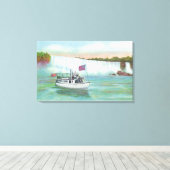 Uitzicht van de Zeemeermin van de Mist Boat Canvas Afdruk (Insitu (Houten vloer))