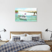 Uitzicht van de Zeemeermin van de Mist Boat Canvas Afdruk (Insitu (Slaapkamer))