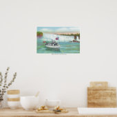 Uitzicht van de Zeemeermin van de Mist Boat Poster (Keuken)