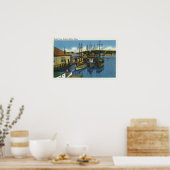 Uitzicht van de Zeilboten gedoceerd in de haven Poster (Keuken)