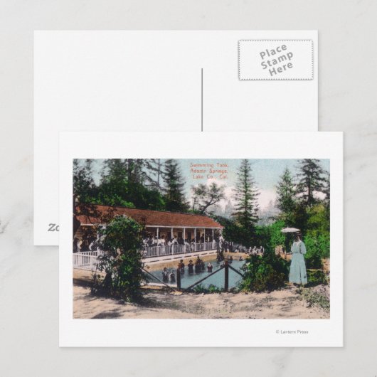 Uitzicht van de zwembad, CA Briefkaart (Voorkant / Achterkant)