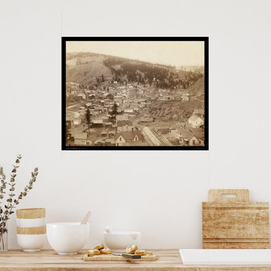 Uitzicht van Deadwood uit Engleside SD 1888 Poster (Keuken)