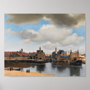 Uitzicht van Delft, door Johannes Vermeer Poster