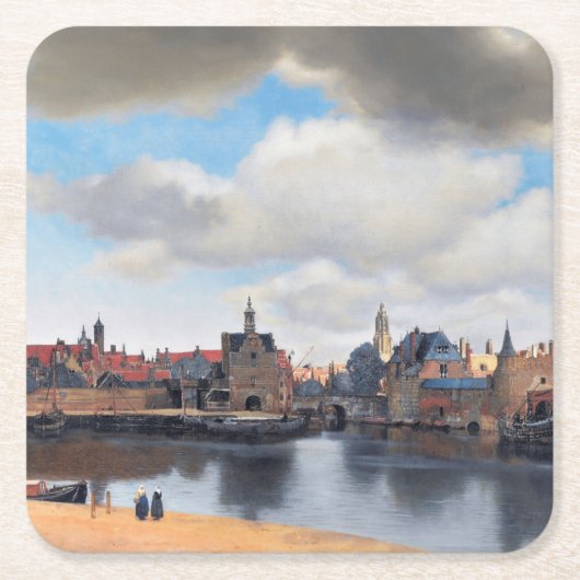 Uitzicht van Delft, Johannes Vermeer, 1659-1660 Kartonnen Onderzetters (Voorkant)
