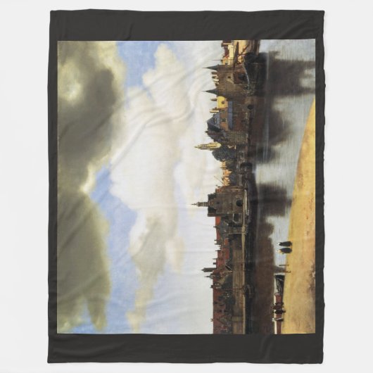 Uitzicht van Delft van Johannes Vermeer Fleece Deken (Voorkant)