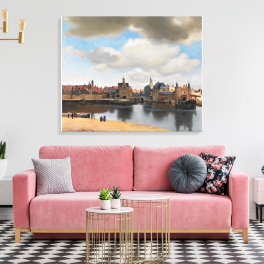 Uitzicht van Delft Vermeer Canvas Afdruk (Insitu (Woonkamer))