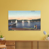 Uitzicht van Dock, meer en zeilboten Canvas Afdruk (Insitu (Woonkamer))