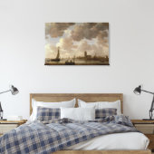 Uitzicht van Dordrecht stroomafwaarts van de Grote Canvas Afdruk (Insitu (Slaapkamer))