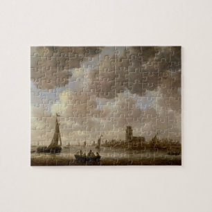 Uitzicht van Dordrecht stroomafwaarts van de Grote Legpuzzel