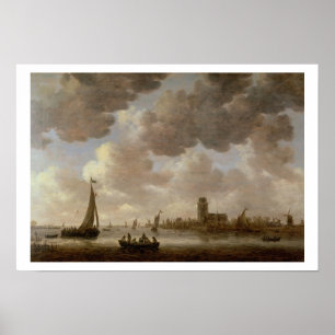 Uitzicht van Dordrecht stroomafwaarts van de Grote Poster