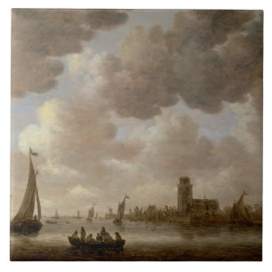 Uitzicht van Dordrecht stroomafwaarts van de Grote Tegeltje