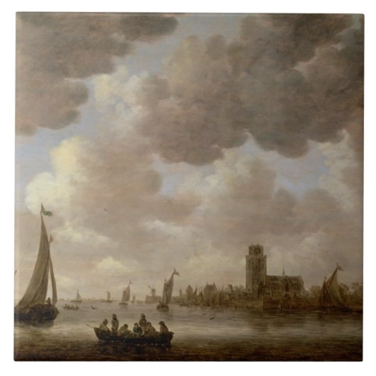 Uitzicht van Dordrecht stroomafwaarts van de Grote Tegeltje (Voorkant)