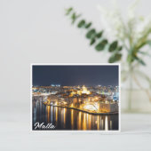 Uitzicht van drie steden op Malta 's nachts Briefkaart (Staand voorkant)