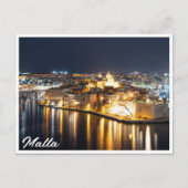 Uitzicht van drie steden op Malta 's nachts Briefkaart (Voorkant)
