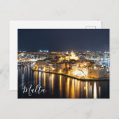 Uitzicht van drie steden op Malta 's nachts Briefkaart (Voorkant / Achterkant)