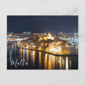 Uitzicht van drie steden op Malta 's nachts Briefkaart (Voorkant)