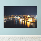 Uitzicht van drie steden op Malta 's nachts Canvas Afdruk (Insitu (Houten vloer))