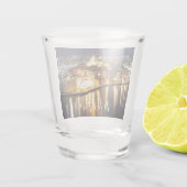 Uitzicht van drie steden op Malta 's nachts Shot Glas (Achterkant)