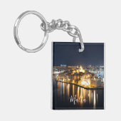 Uitzicht van drie steden op Malta 's nachts Sleutelhanger (Voorkant Links)