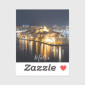 Uitzicht van drie steden op Malta 's nachts Sticker (Vel)