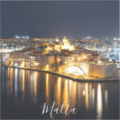 Uitzicht van drie steden op Malta 's nachts Sticker (Voorkant)