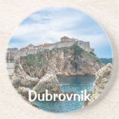 Uitzicht van Dubrovnik uit zee Zandsteen Onderzetter (Voorkant)