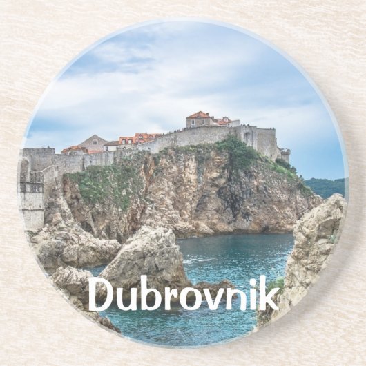 Uitzicht van Dubrovnik uit zee Zandsteen Onderzetter (Voorkant)