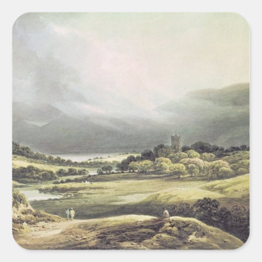 Uitzicht van Dunloe Castle, Killarney, 1805 Vierkante Sticker (Voorkant)