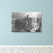 Uitzicht van Dunottar Castle bij Stonehaven Canvas Afdruk (Insitu (Houten vloer))
